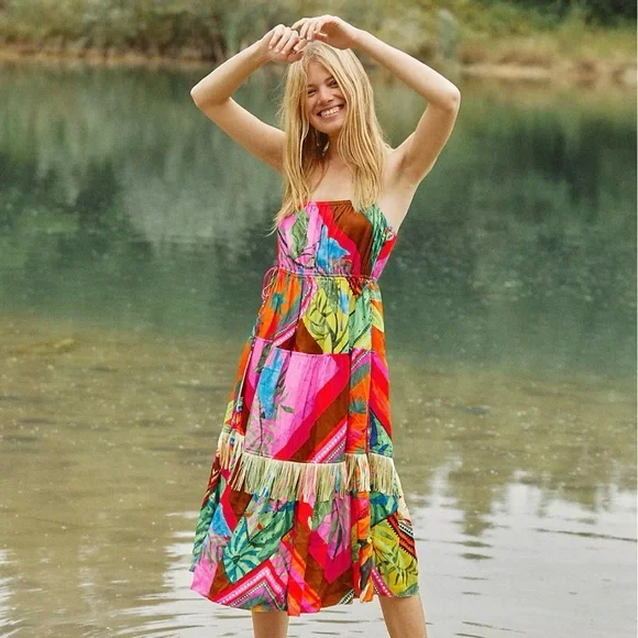 FARM RIO | Palila Fringed Midi Printed Dress - Picture 3 of 9